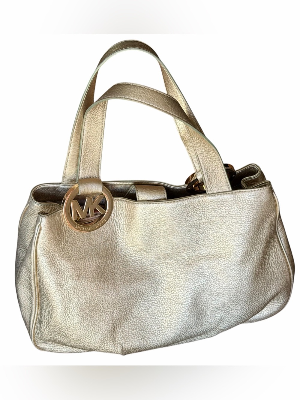 Michael Kors Metallic Gold Leather Shoulder Bag Purse